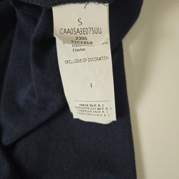 Cupshe Contrast Embroidery Smocked Mini Navy Dress Beachy Vacation Coverup S - Picture 8 of 11